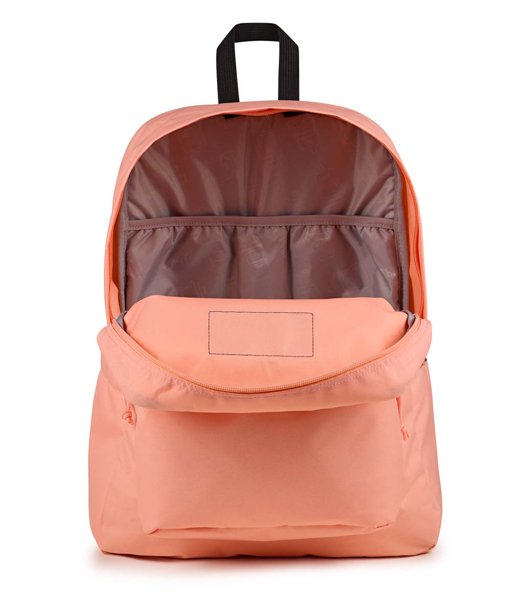 JanSport SuperBreak Plus Backpack - Lightweight Laptop Backpack for School & Travel, Durable Peach Pink Daypack with Front Utility Pocket | Perfect for College Students, Commuters & Outdoor Adventures