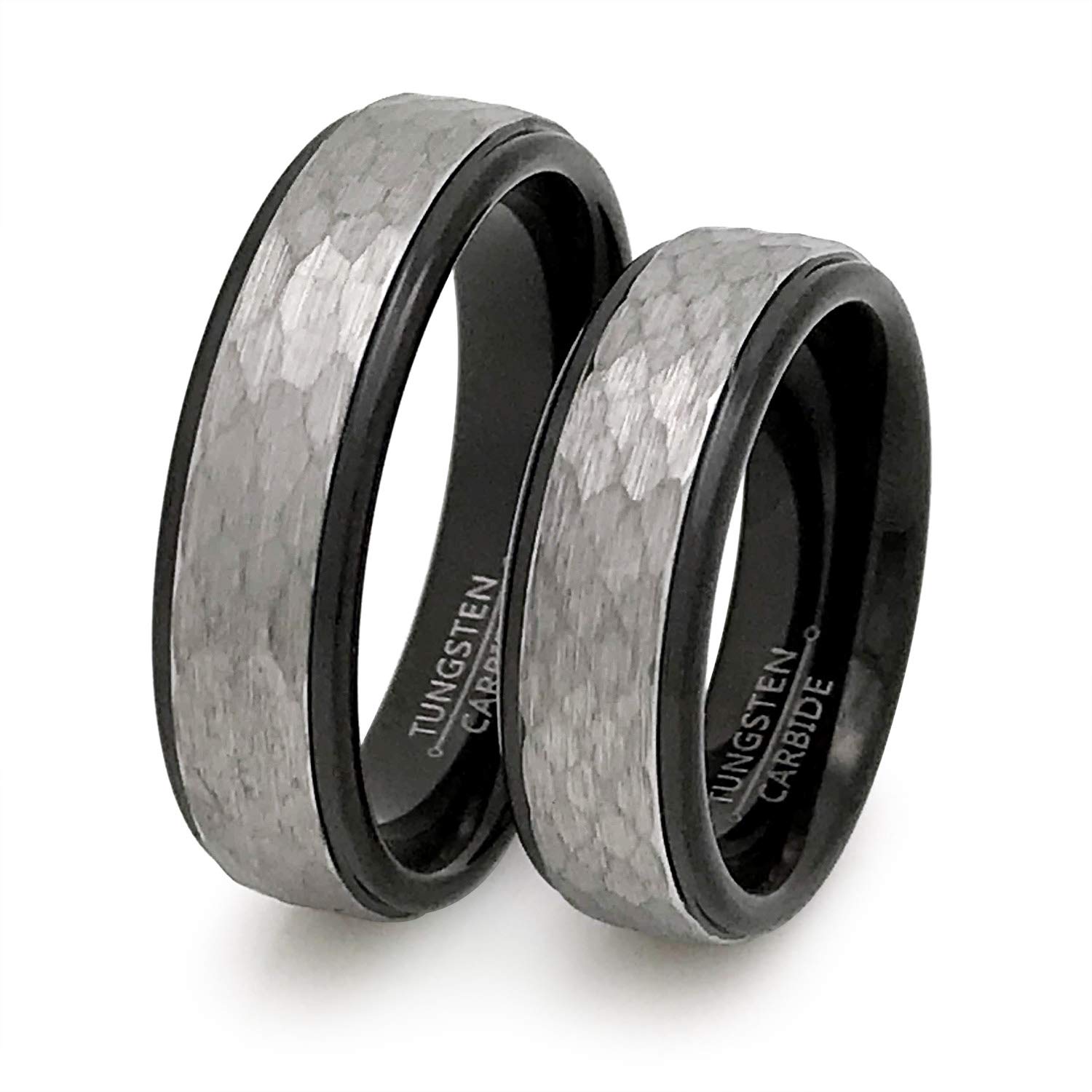 Personalized Tungsten Wedding Rings Set for Couples - His & Hers 8mm/6mm Anniversary Bands (TCR499) - Perfect for Engagements, Weddings & Anniversaries