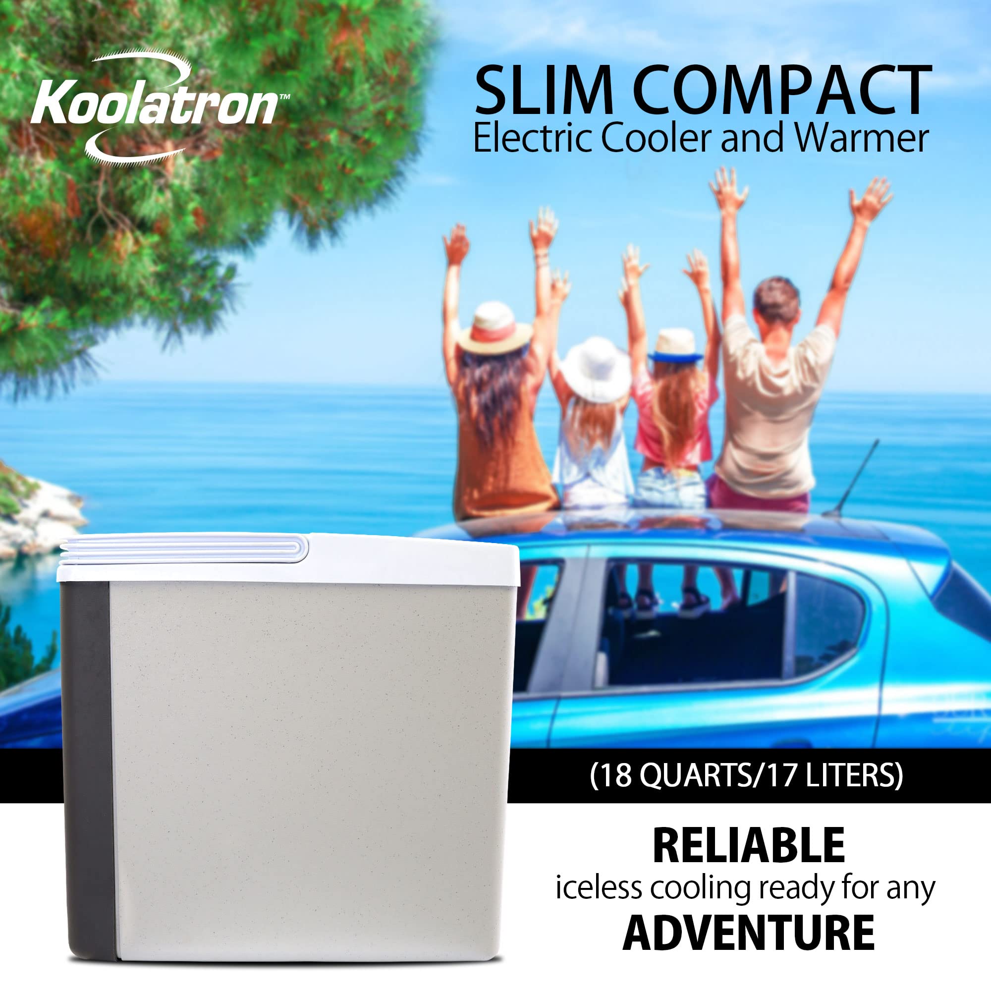 Koolatron 12V Electric Cooler and Warmer - 17L (18 qt) Portable Thermoelectric Fridge for Car, Camping, Travel, Road Trips, Picnics - Compact Lightweight Soft-Sided Cooler Box - Perfect for Outdoor Adventures, Beach Days, and Tailgating Parties