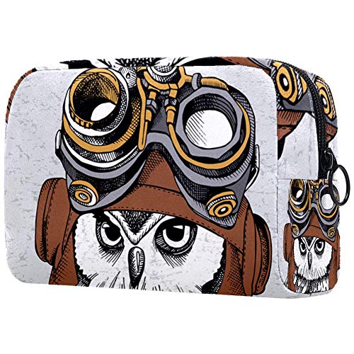 Steampunk Owl Makeup Bag - Waterproof Travel Cosmetic Organizer with Zipper | Portable Toiletry Case for Women | Perfect for Travel, Gym & Daily Use