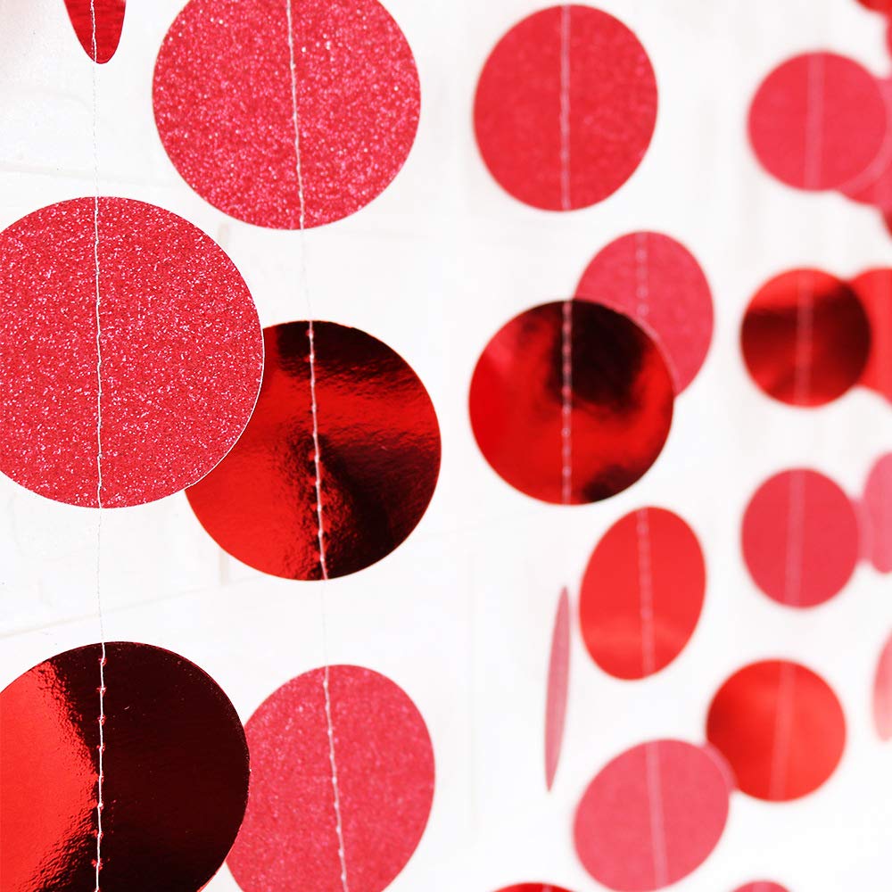 Flairs New York Happy Birthday String Decorations - Red Glitter Polka Dot Party Banner (Pack of 1) | Perfect for Birthday Parties, Baby Showers & Festive Celebrations
