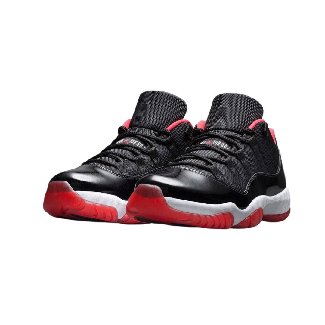 Air Jordan 11 Low BRED Sneakers - Black, True Red & White Colorway - Men's Basketball Shoes for Court & Casual Wear