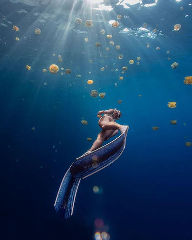 Ash Kara Blue Vista Free Diving Fin Blades - High Performance Dive Fins for Spearfishing, Snorkeling & Ocean Exploration