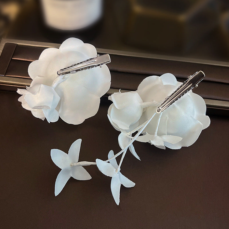 3 Pcs White Flower Hair Clips for Women - Elegant Bridal Hairpins for Wedding, Prom, Party & Special Occasions