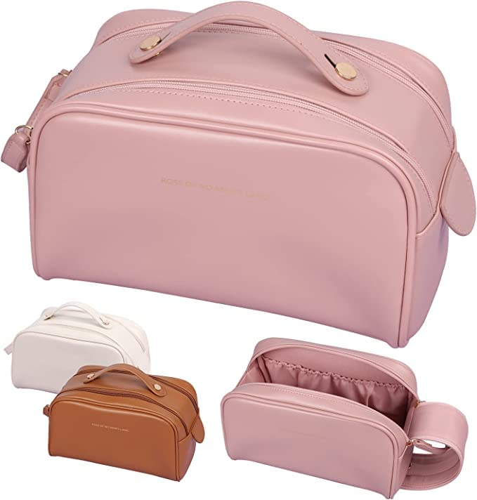 Whixant PU Leather Cosmetic Bag - Large Capacity Waterproof Makeup Organizer for Women - Travel Toiletry Case with Multiple Pockets - Perfect for Gym, Vacation & Daily Use (Multicolor)