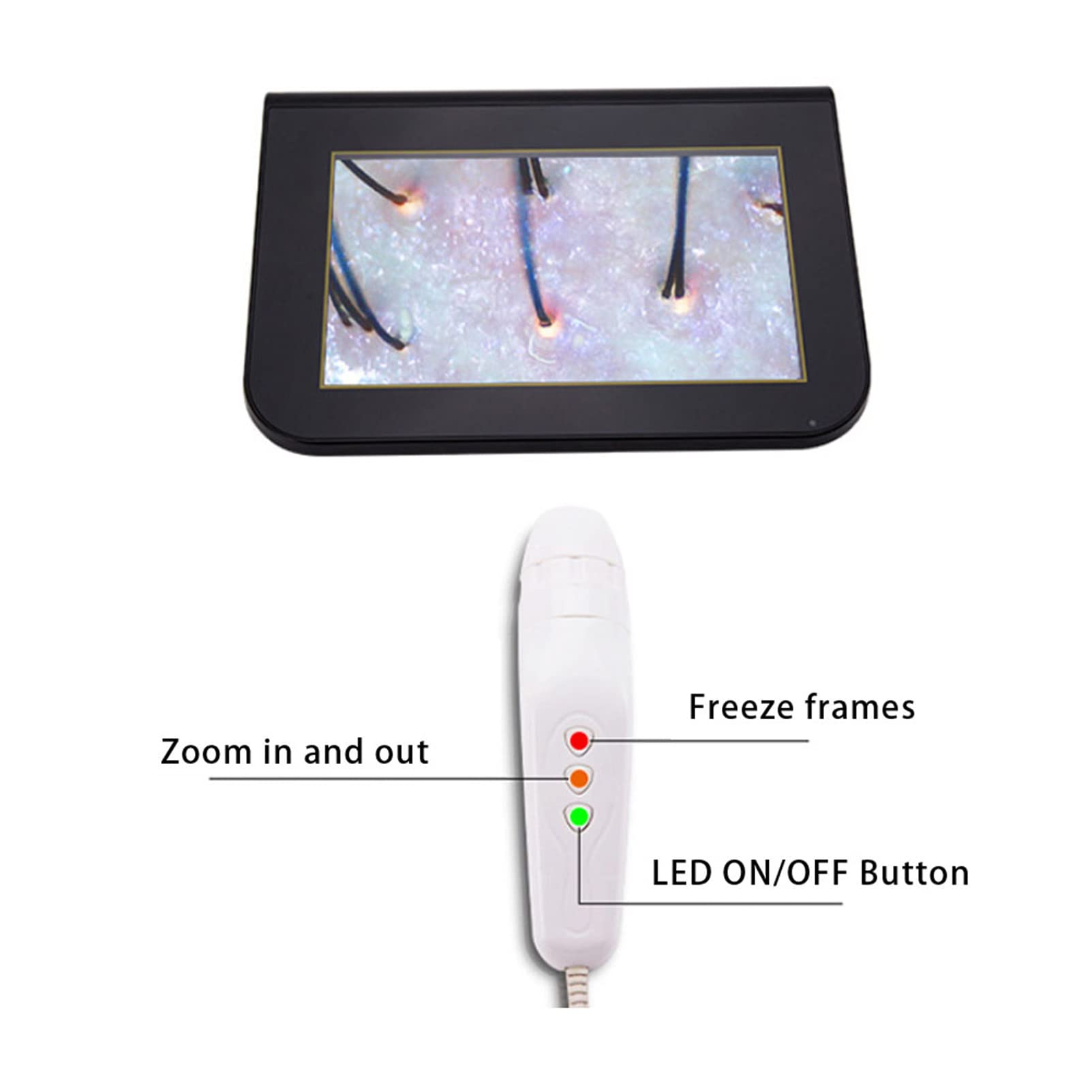 Professional Skin & Hair Analyzer - 50X/200X Magnification Facial Skin Health Detector, Moisture & Pigment Tester, Home & Salon Use - Perfect for Skin Diagnosis, Hair Analysis & Beauty Care