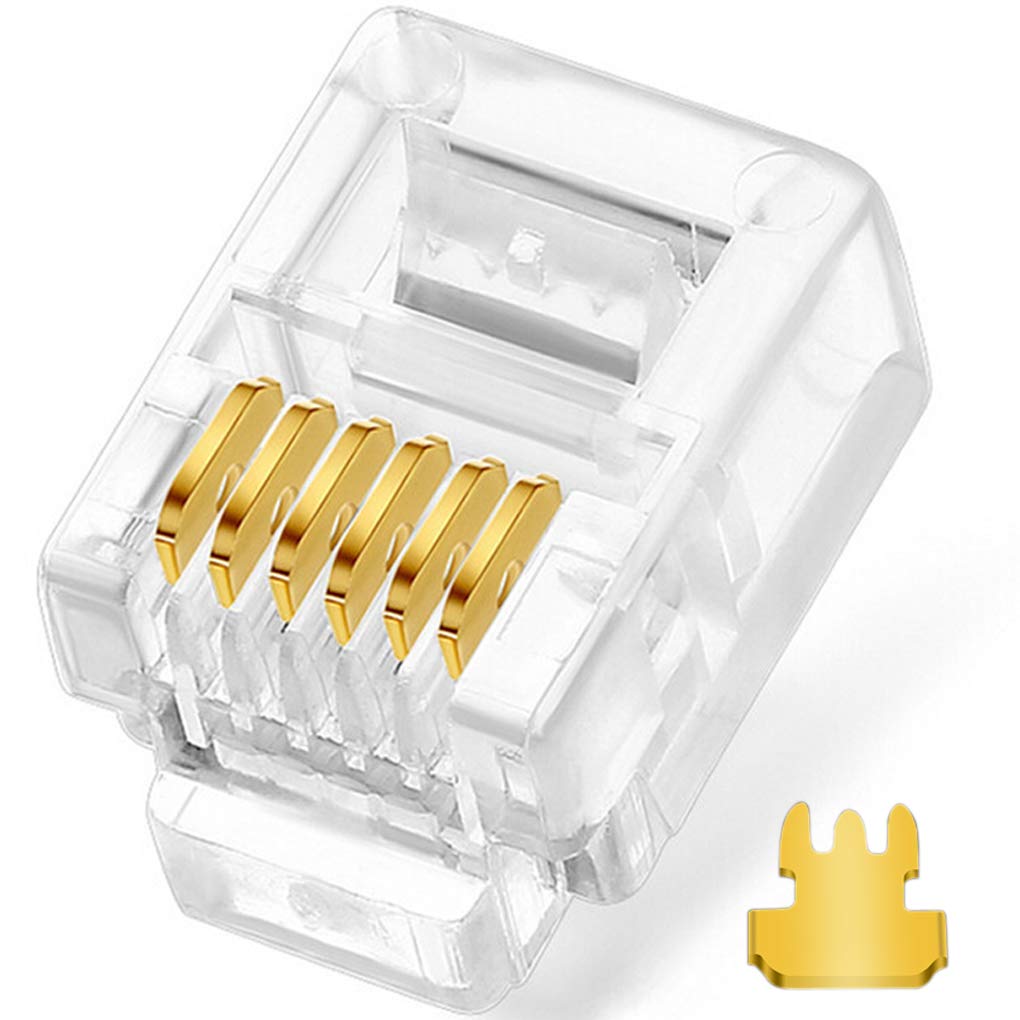20Pack RJ11/RJ12 6P6C Modular Phone Connectors - Compatible with Solid & Stranded Wires for Telephone Line Repair & Installation - Ideal for Home, Office & Telecom Wiring Projects