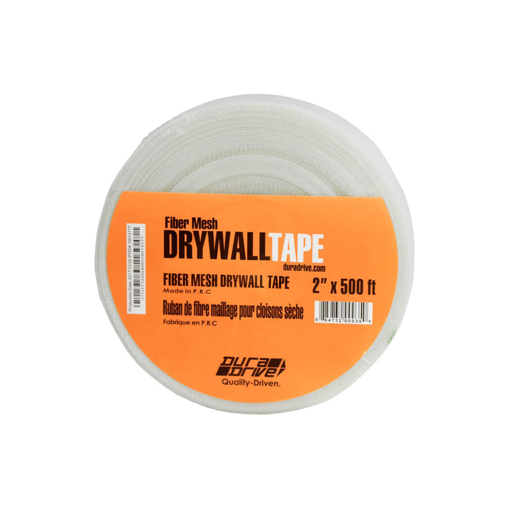 DuraDrive 2 Inch x 500 Feet Fiber Mesh Drywall Tape for Crack Repair and Seam Reinforcement - Perfect for Drywall Installation, Patching, and Home Renovation Projects