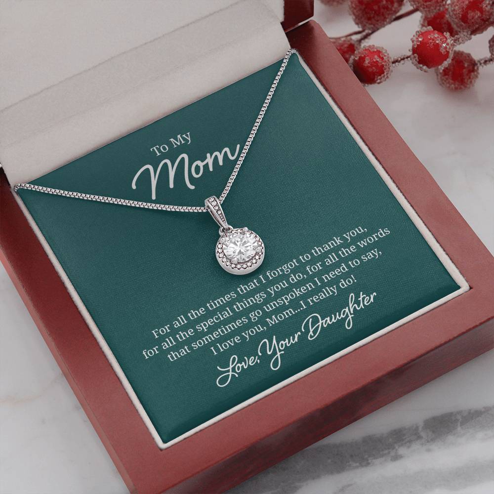 Elegant Jewelry Gift for Mom - Heart Pendant Necklace from Daughter | Perfect for Mother's Day, Birthday & Anniversary Gifts