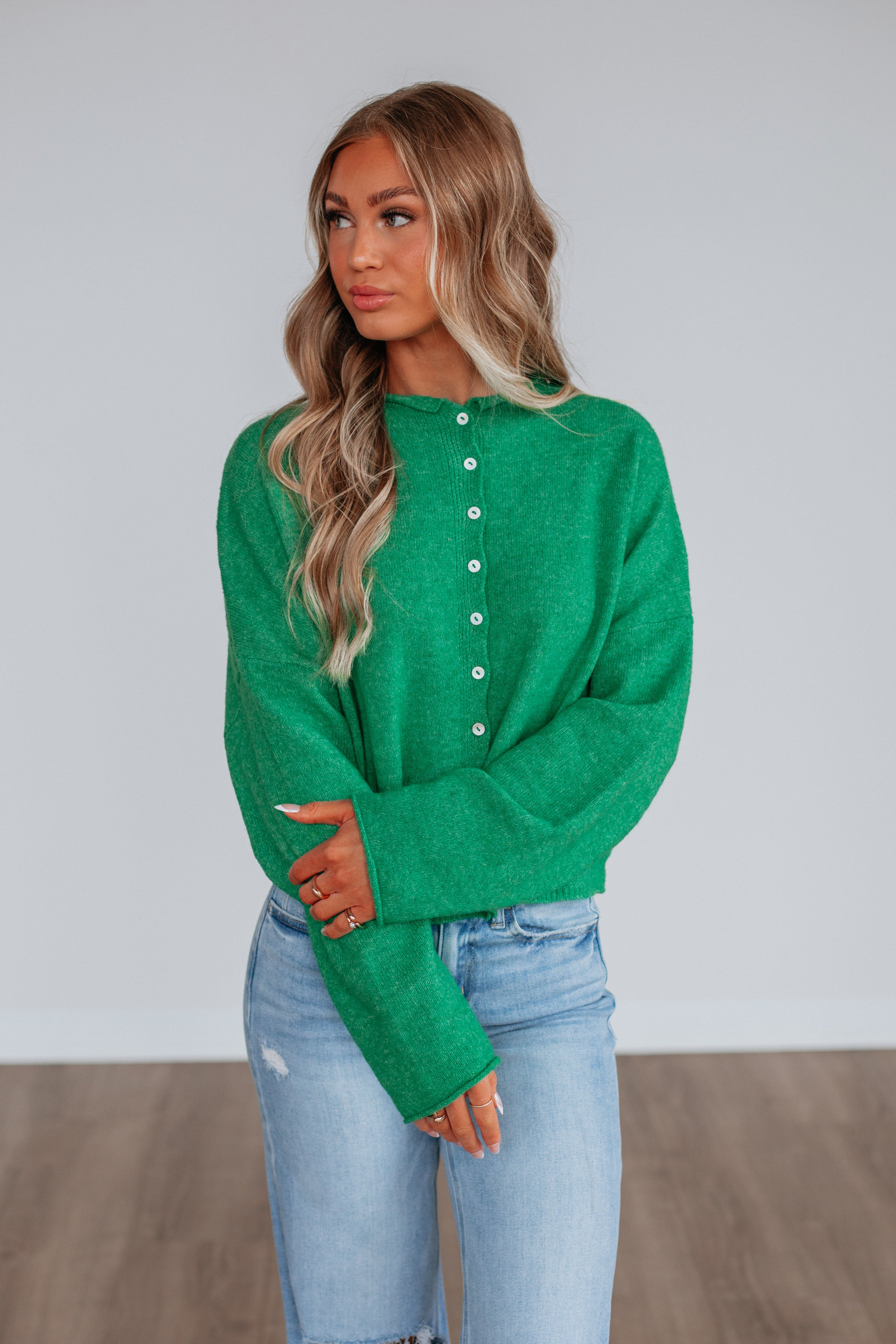 Brooke Cardigan for Women - Soft & Cozy Kelly Green Sweater | Perfect for Fall & Winter Layering, Casual Outfits, and Office Wear