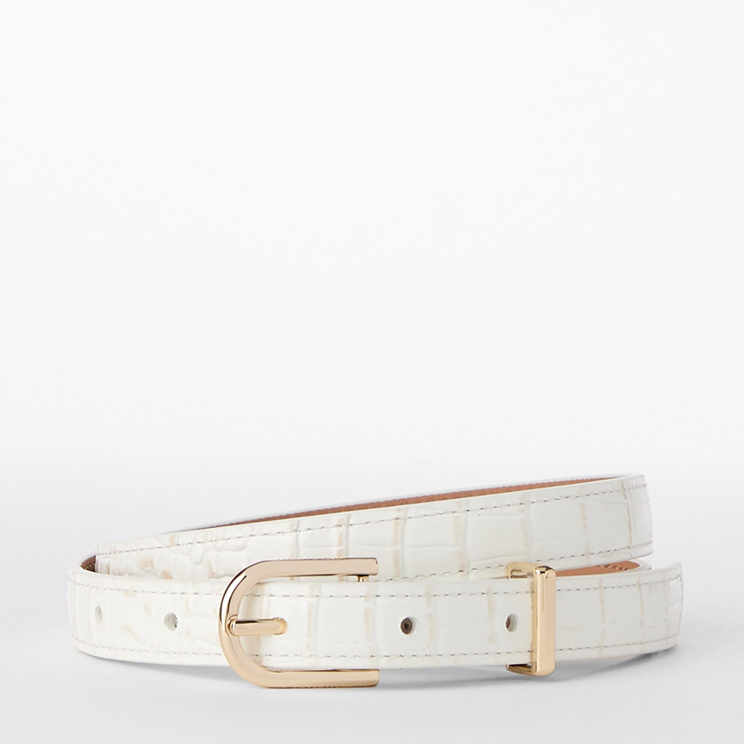 Slim Leather Belt with Gold Buckle for Women & Men - Fashionable Dress & Casual Wear Accessory for Office, Jeans & Special Occasions