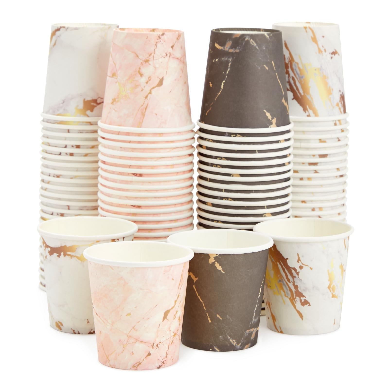 100 Pack 4 Oz Disposable Paper Cups for Espresso, Coffee, Tea & Mouthwash - Elegant Marble Design - Perfect for Parties, Weddings, Offices & Home Use