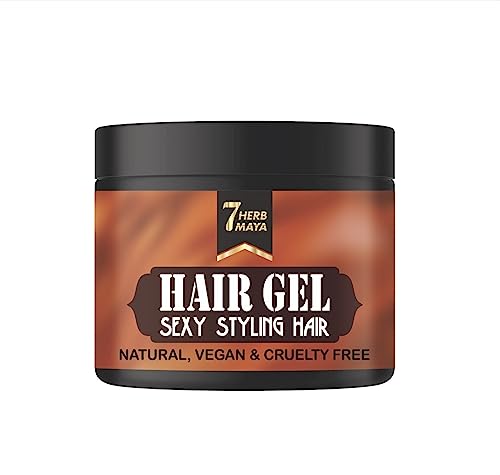 7Herbmaya Natural Vegan Hair Gel for Men - Cruelty-Free Styling Gel (50g) | Strong Hold, No Flakes | Perfect for Pompadour, Quiff & Everyday Hairstyles