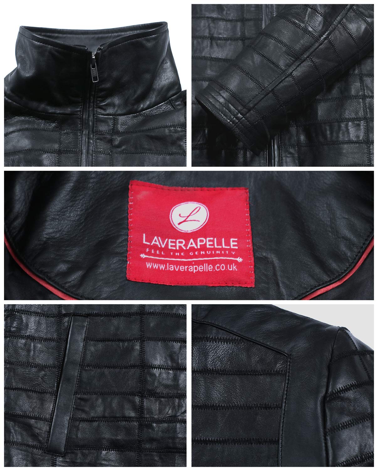 Laverapelle Men's Genuine Lambskin Leather Jacket - Black Quilted Block Design (2001046) | Premium Biker Jacket for Motorcycle Riding & Casual Winter Fashion