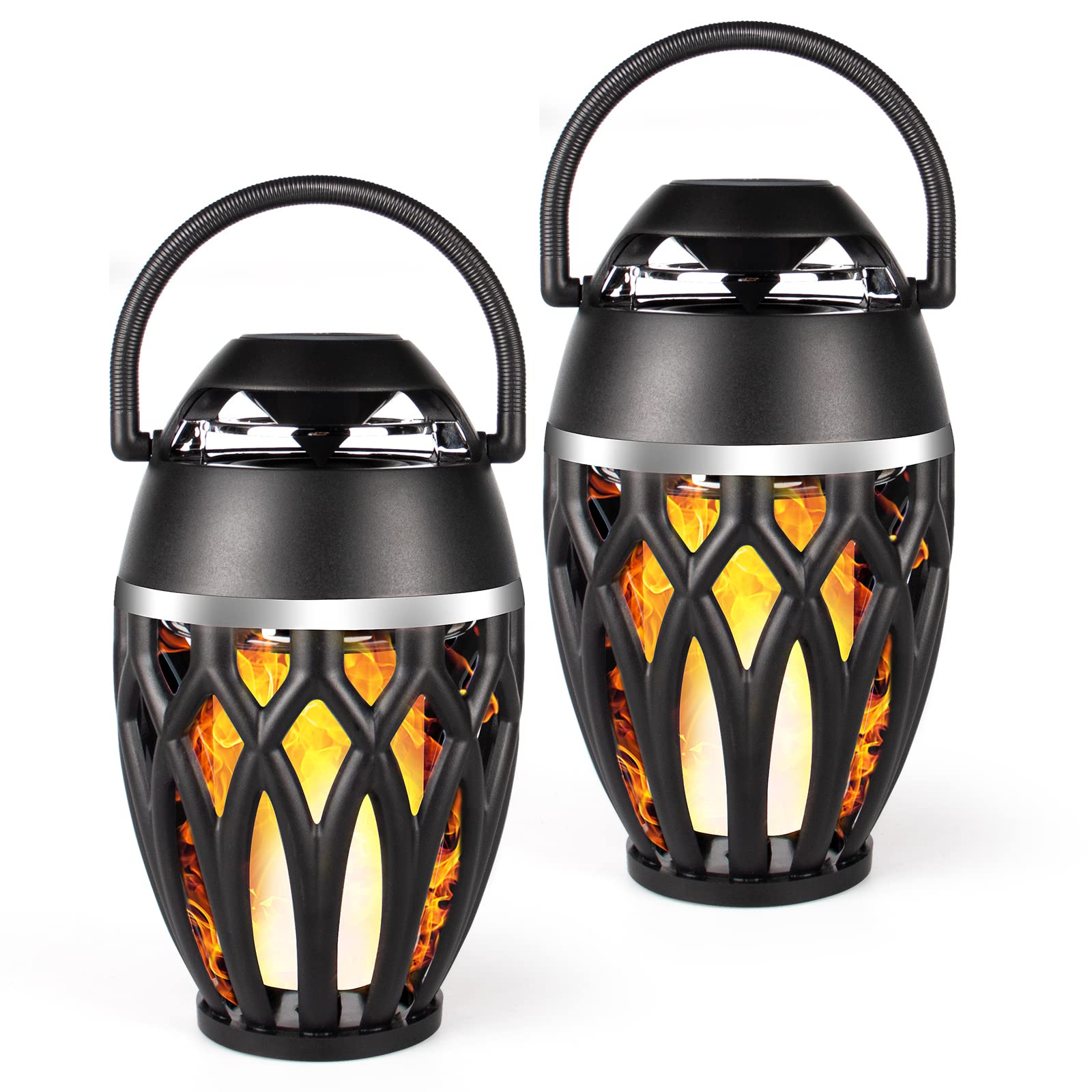 Vanten 2 Pack Outdoor Bluetooth Speakers with LED Flame Effect, Bluetooth 5.0, IPX5 Waterproof, Flame Torch Atmosphere Speaker, Perfect Gift for Men & Women, Ideal for Party, Garden, Home, Patio, Camping & Outdoor Adventures