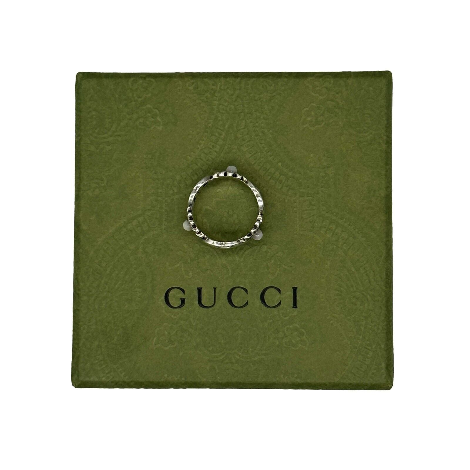 Gucci Double G Mother of Pearl Ring - Sterling Silver Size 13 (US 6.5) - Luxury Fashion Jewelry for Women, Perfect Gift for Birthday, Anniversary & Special Occasions