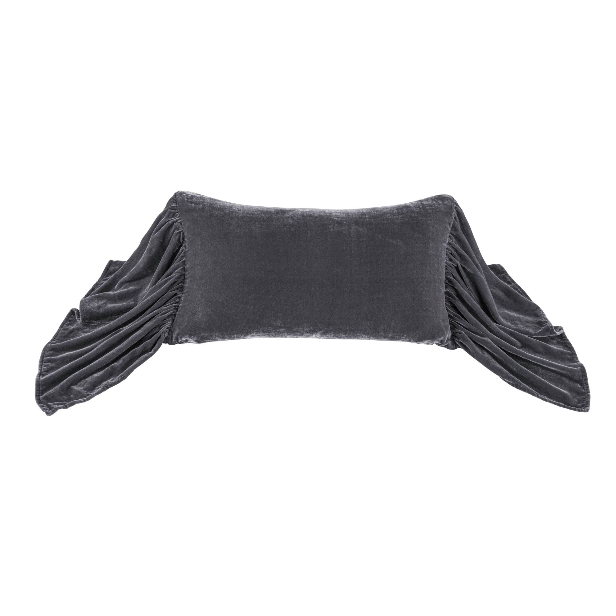 Luxury Stella Faux Silk Velvet Long Ruffled Pillow - Elegant Home Decor for Sofa, Bed & Living Room - Soft Decorative Throw Pillow for Modern Interior Design