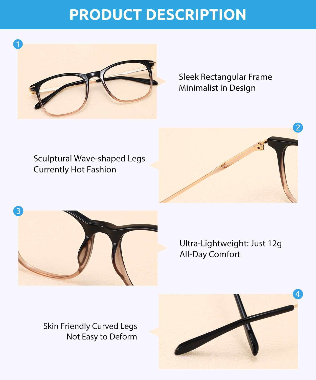 Firmoo Blue Light Blocking Glasses for Women & Men - Anti Eyestrain Computer Glasses with Scratch-Resistant Square Frames - Lightweight Gaming & Office Eyewear for Digital Screen Use