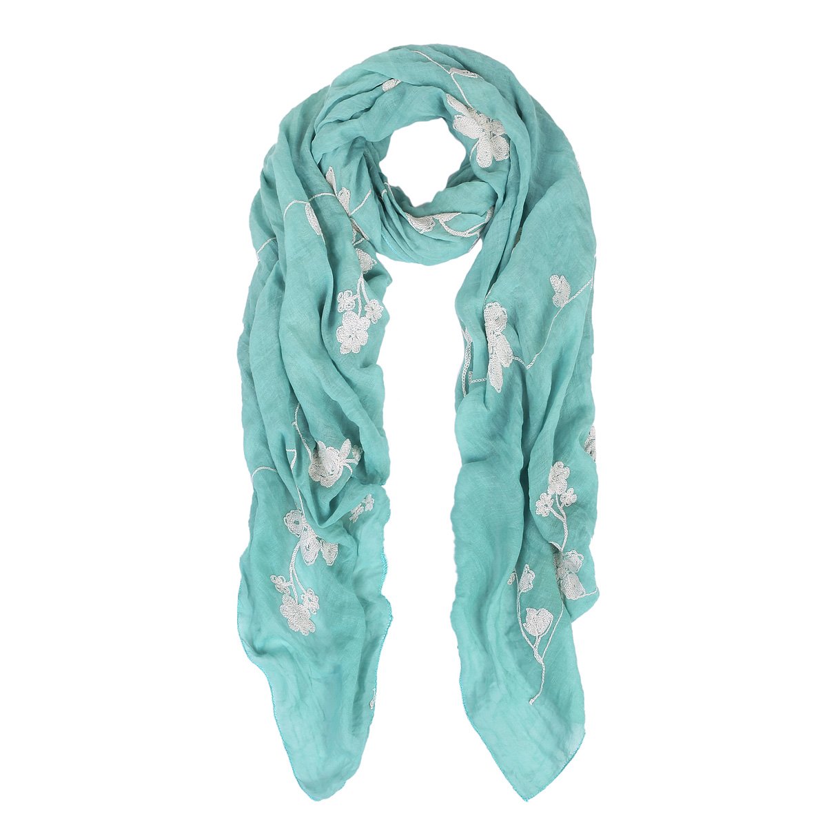 TrendsBlue Premium Elegant Lace Floral Embroidered Scarf Wrap - Women's Fashion Shawl for Weddings, Parties & Special Occasions