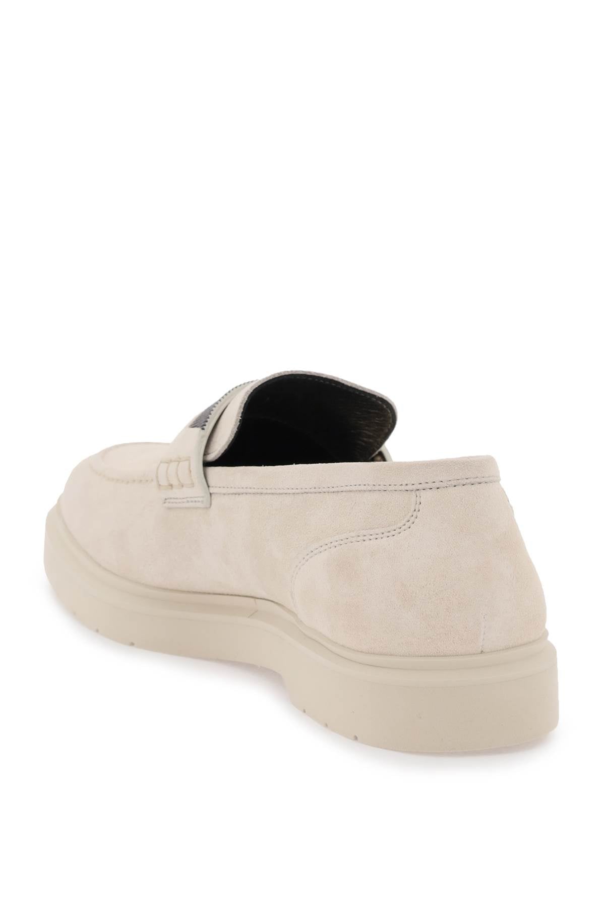 Brunello Cucinelli Suede Penny Loafers for Men - Luxury Italian Leather Slip-On Shoes for Business Casual & Office Wear