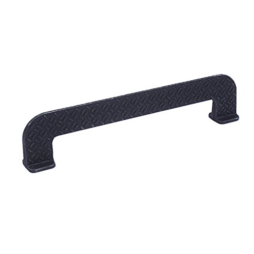 4 Pack Matte Black Steel Diamond Plate Cabinet Pulls - 160mm Center to Center - Heavy Duty Workshop & Mancave Drawer Handles for Garage, Kitchen, Office Storage Cabinets