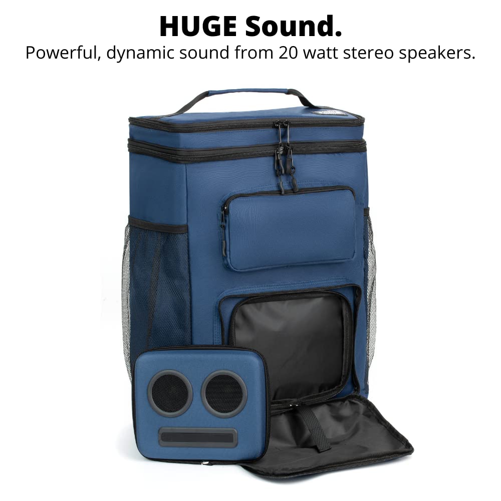 #1 Best Selling Rolling Cooler with Bluetooth Speakers - 20W Portable Rechargeable Cooler for Outdoor Parties, Beach, Camping & Tailgating | Compatible with iPhone & Android (Blue) - Perfect for BBQs, Music Festivals, Boat Trips & Picnics