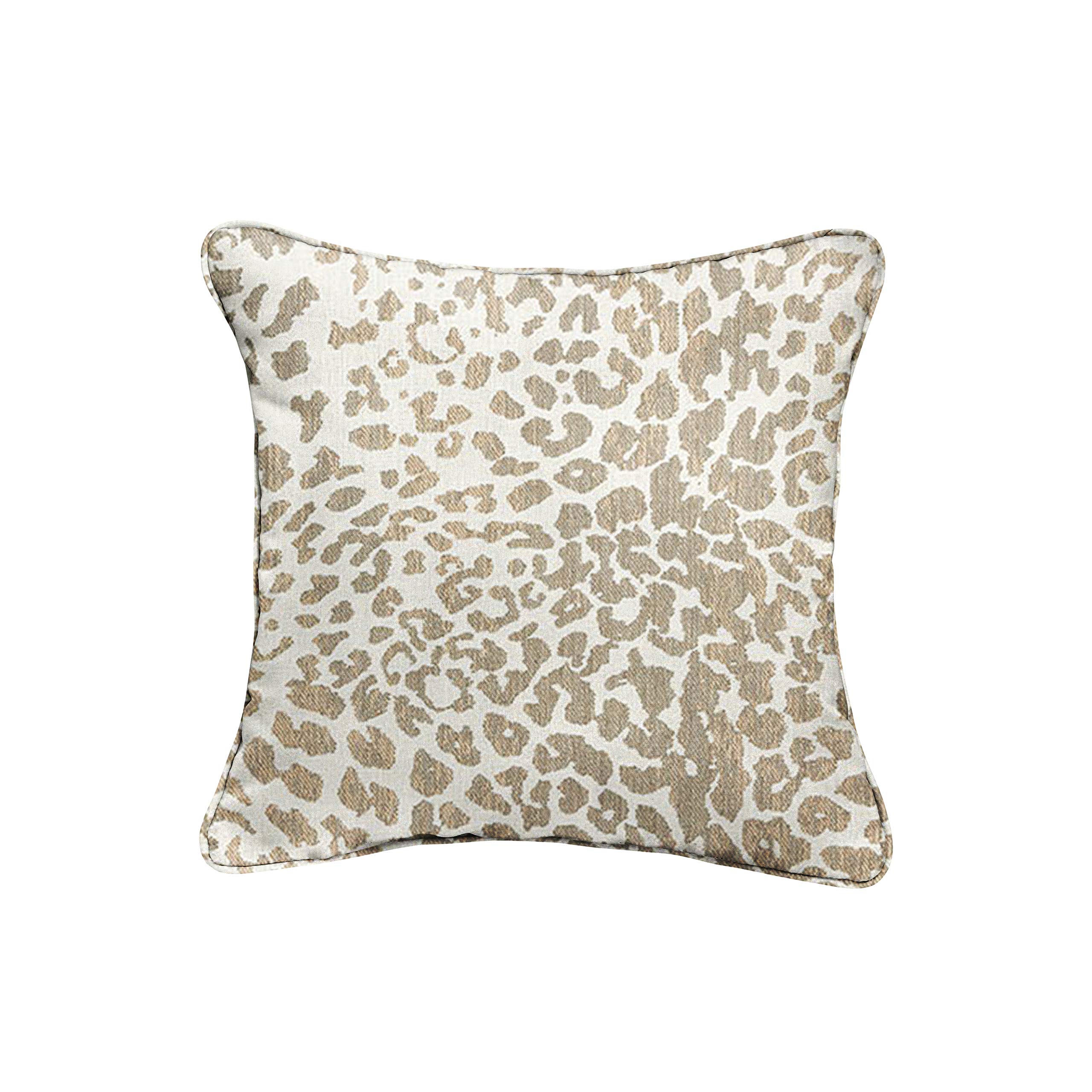 Sorra Home x Sunbrella Indoor Outdoor Square Pillow Covers Set of 2 - Light Brown Leopard Cheetah Print Waterproof Decorative Throw Pillows for Patio, Sofa, Bed, Chair