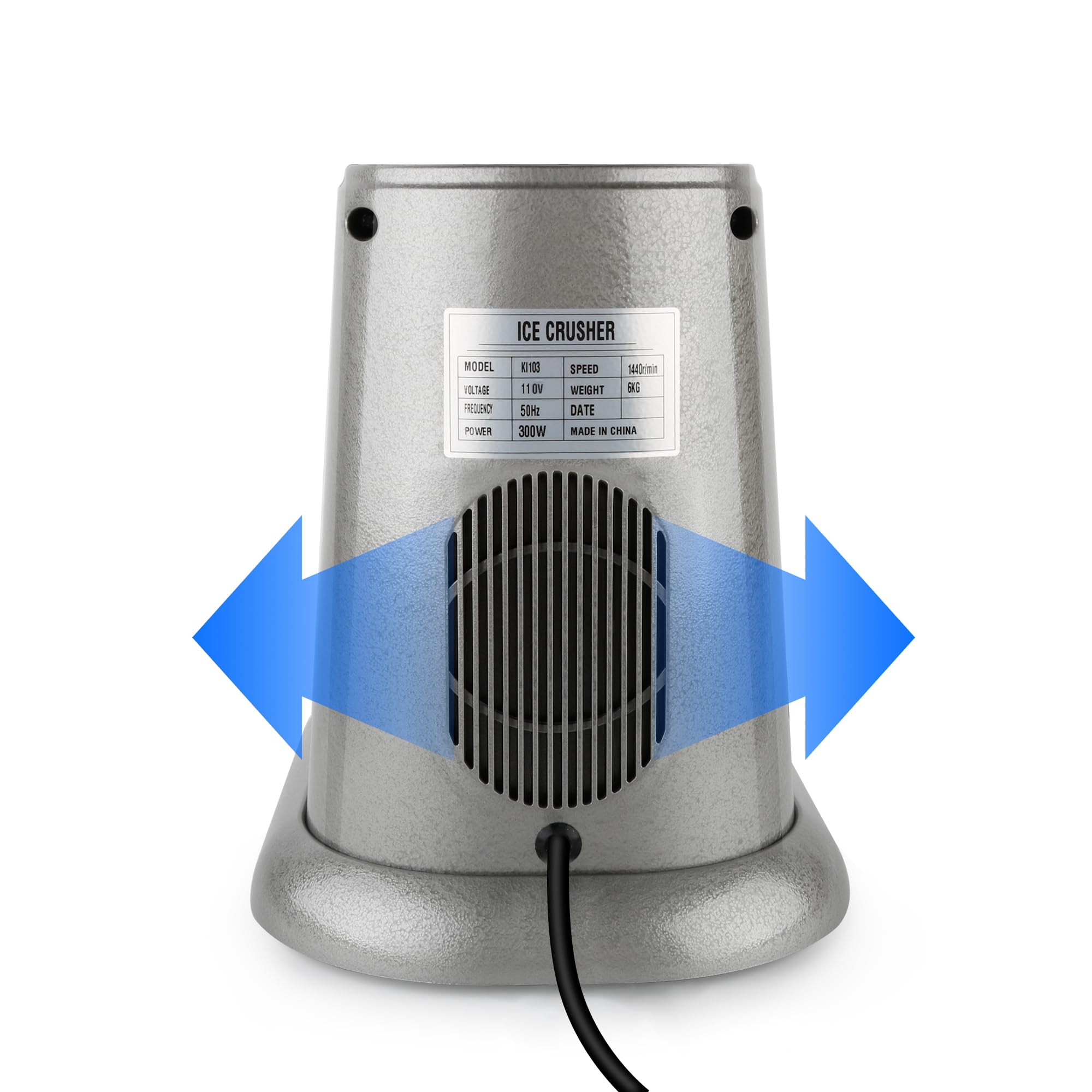 Electric Ice Crusher Machine - Dual Stainless Steel Blades, 300W Powerful Motor (300lbs/hr) for Home & Commercial Use - Perfect for Snow Cones, Cocktails, Slushies & Party Drinks