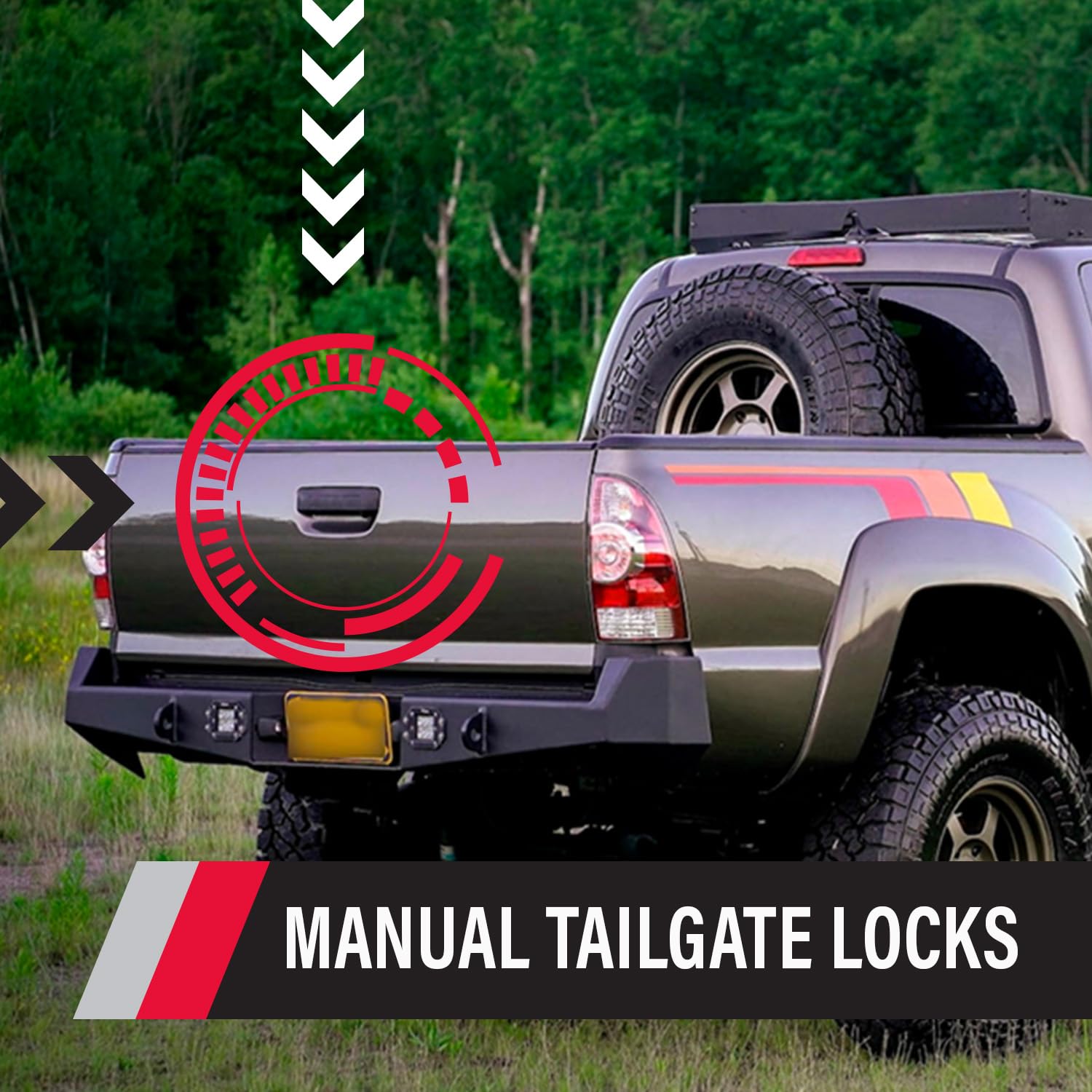 Pop & Lock PL5503 Super White Manual Tailgate Lock for Toyota Tacoma (2005-2023) - Secure Anti-Theft Truck Bed Protection | Perfect for Parking Lots, Job Sites & Outdoor Adventures