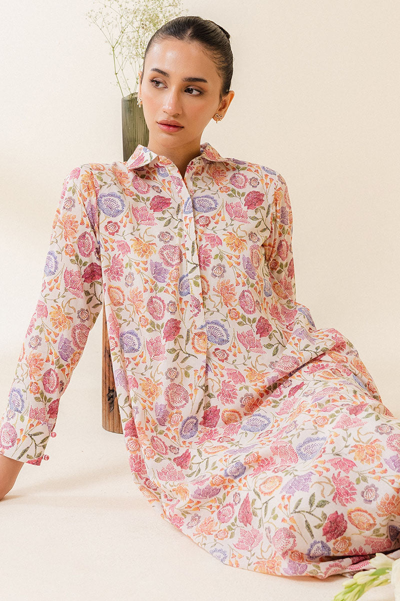 IVORY BLISS 2-Piece Printed Lawn Suit Set - Floral Embroidered Cotton Outfit for Women | Perfect for Summer Parties, Weddings & Casual Wear