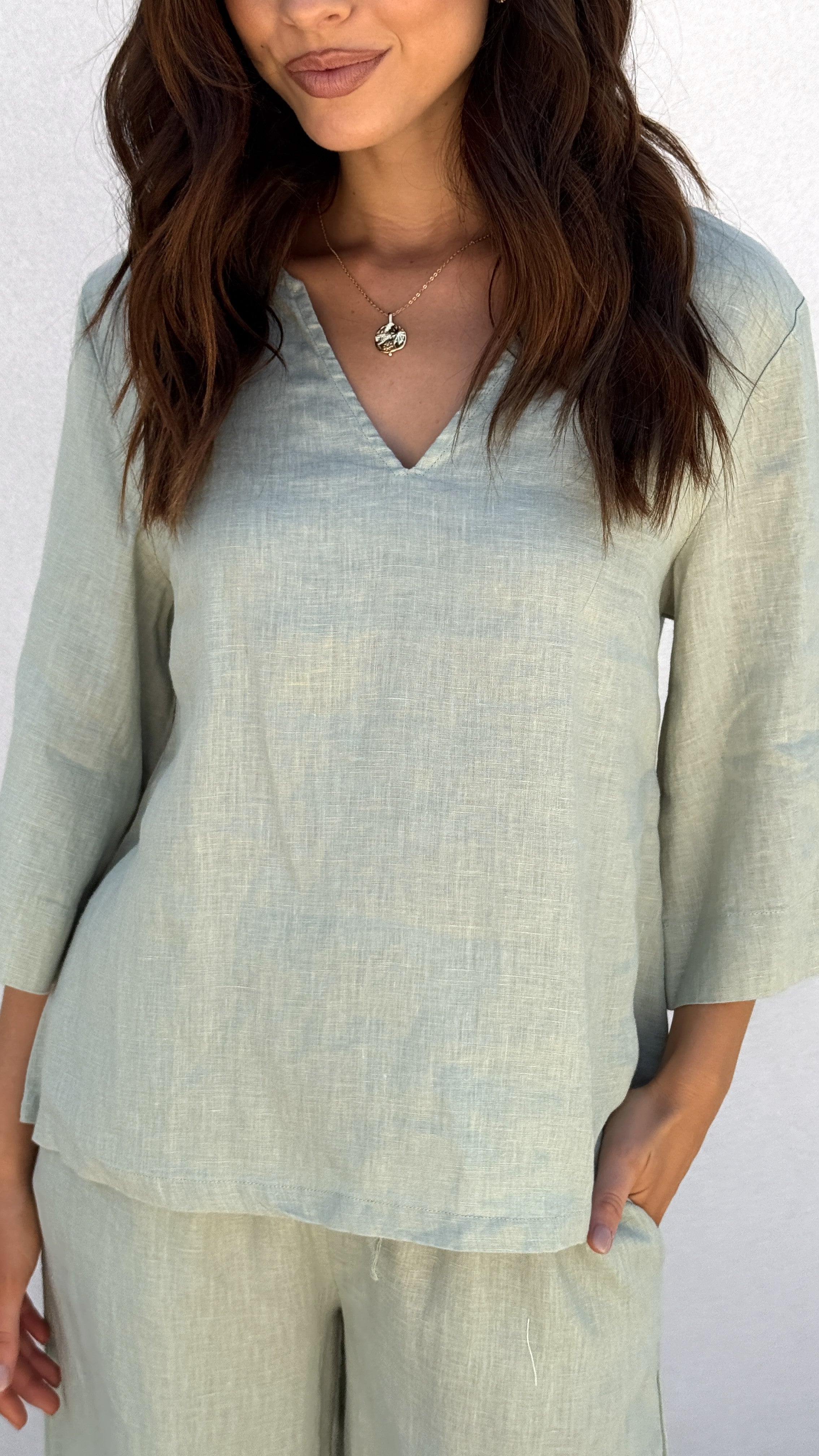 Andrea Women's Sage Green Blouse - Elegant Casual Tops for Work & Everyday Wear | Perfect for Office, Dates & Outings