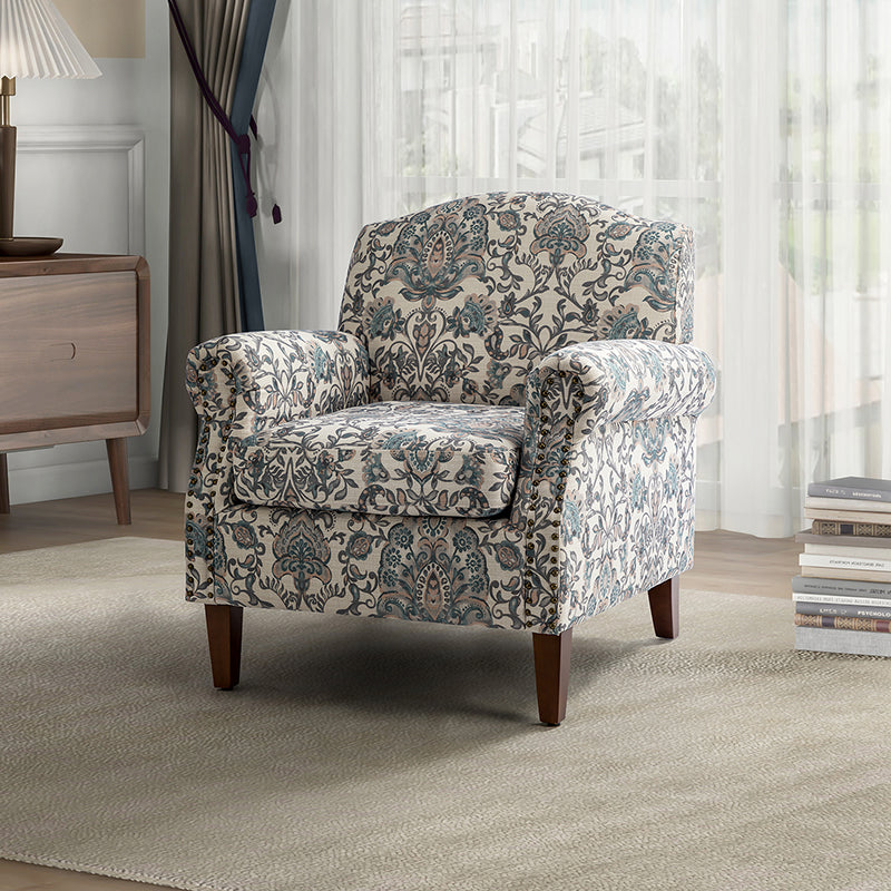 Matteo Upholstered Armchair with Nailhead Trim - Modern Accent Chair for Living Room, Bedroom & Office - Comfortable Lounge Chair with Stylish Nailhead Detailing