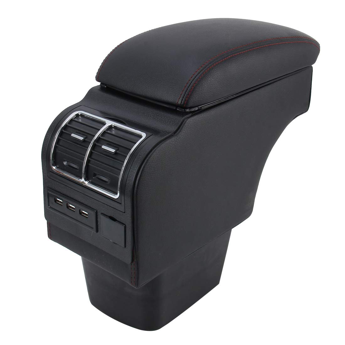 Kia K2 Car ABS Leather Armrest Storage Box with Fast Charge USB Ports & Cables | Premium Center Console Organizer for Phones, Wallets & Accessories