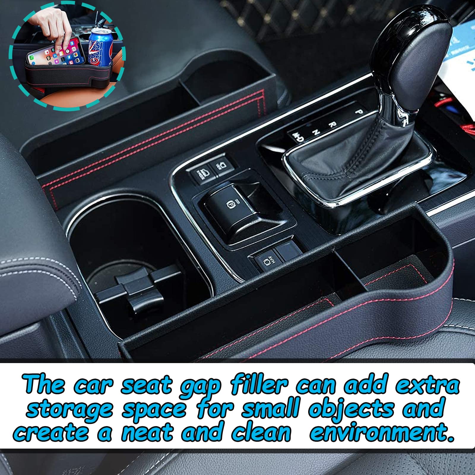 1.3 Pack Car Seat Gap Filler - Stable Multifunctional Front Seat Organizer for Phones, Keys & Small Items | Car Accessories for Sedans, SUVs & Trucks