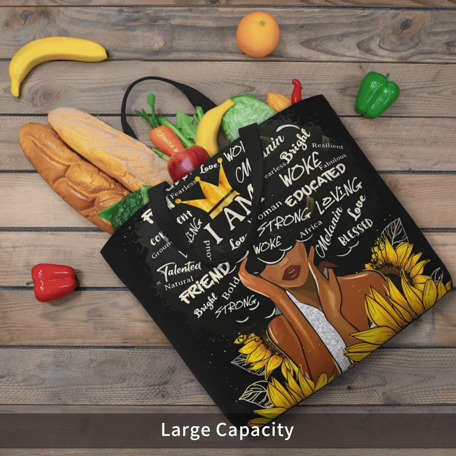 Stylish Black African Print Tote Bags for Women - Fashionable Reusable Shopping Bags - Perfect for Groceries, Beach Trips & Work Commutes