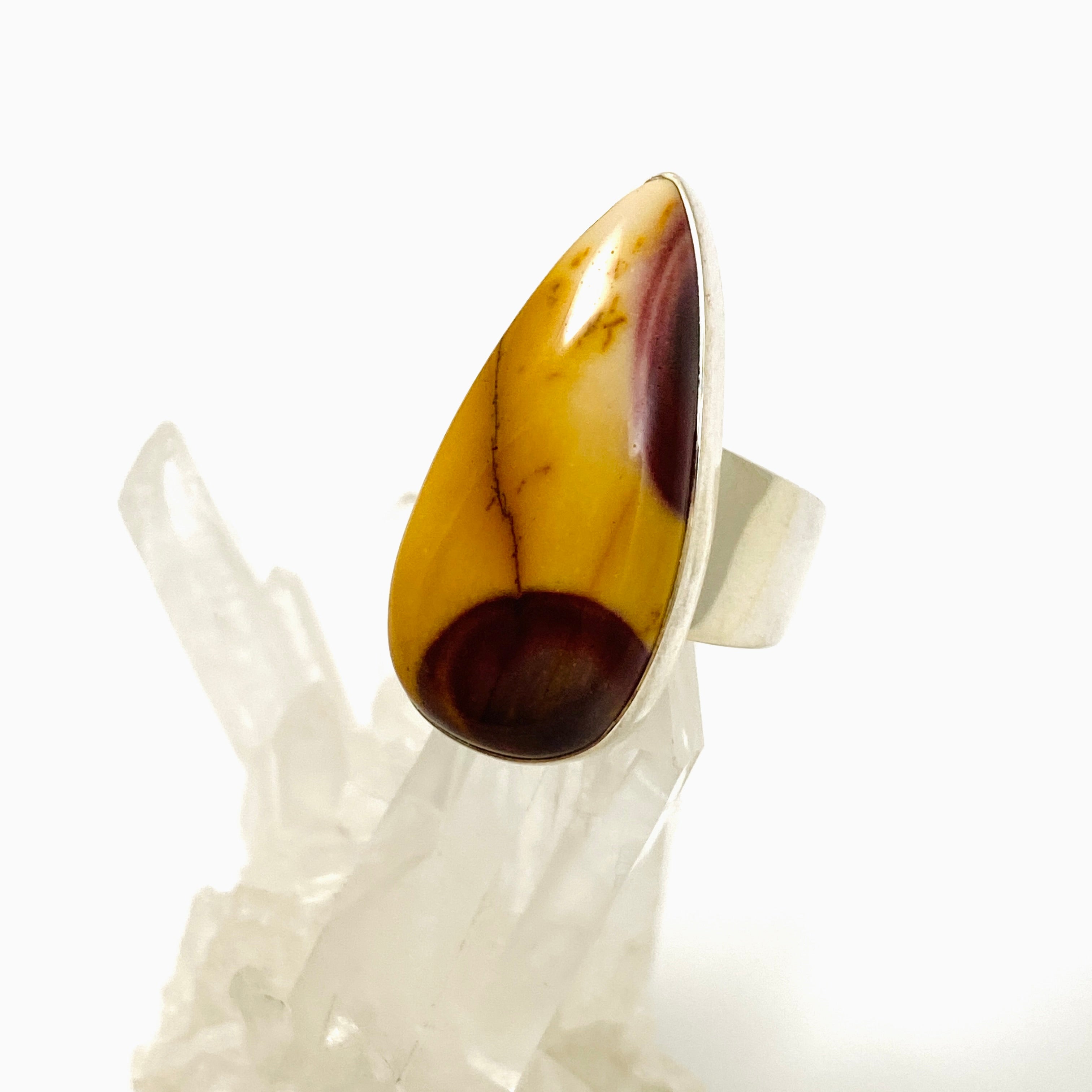 Natural Mookaite Teardrop Cabochon Sterling Silver Ring Size 8 - Handmade Gemstone Jewelry for Women, Gift for Her | Perfect for Boho Style, Meditation & Spiritual Healing