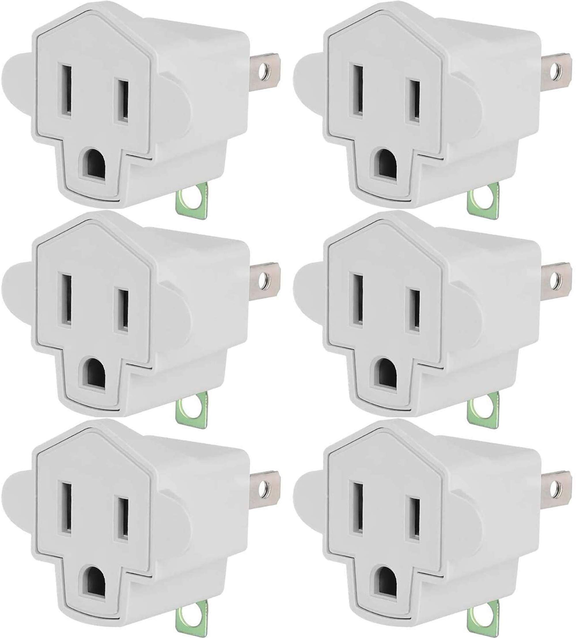 3-Prong to 2-Prong Grounding Adapter Outlet Converter - 6 Pack Heavy Duty Polarized Plug Adapter with Fireproof Material (392℉ Resistant) - Safe for Home, Office & Travel Use - Perfect for Laptops, TVs & Appliances in US Households