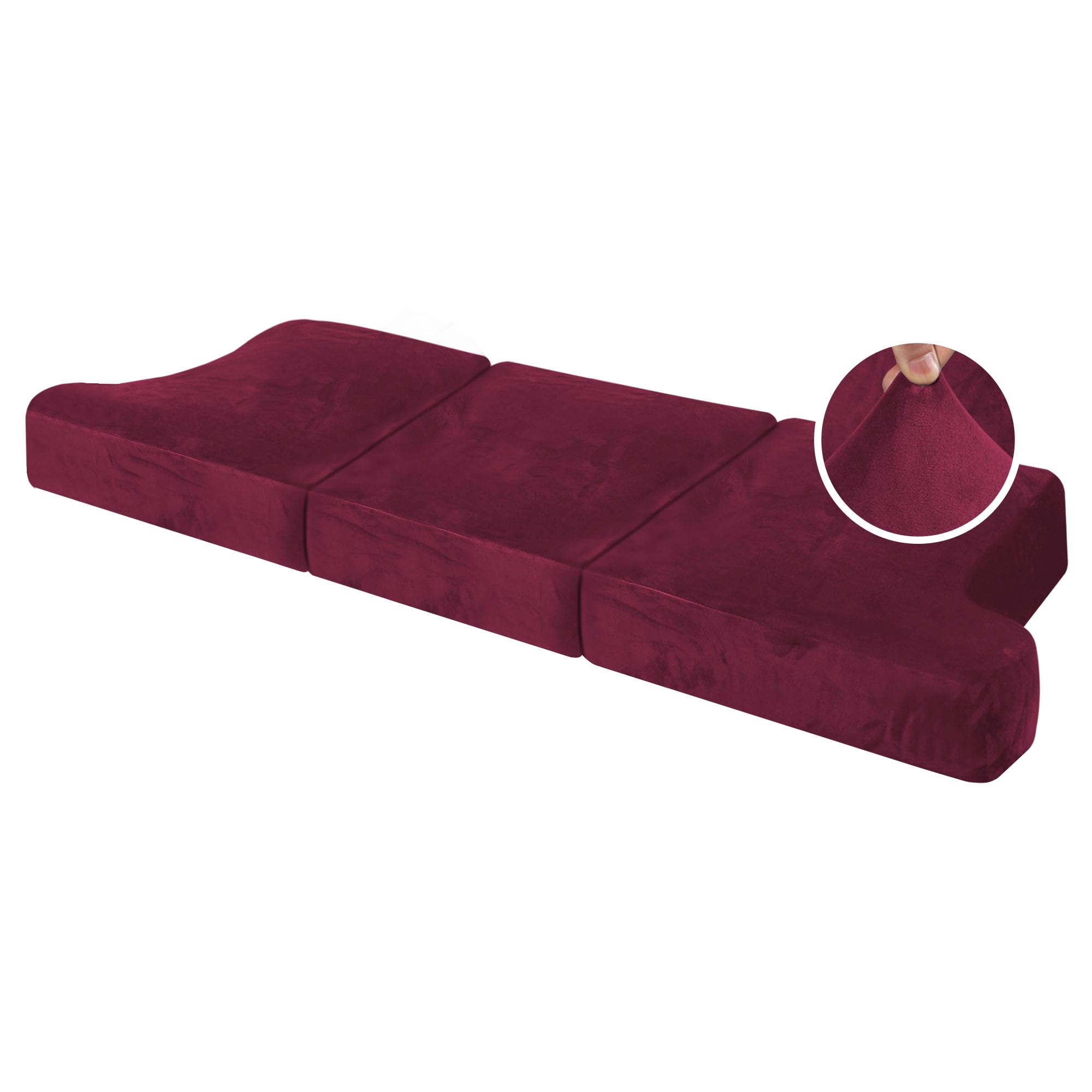 H.VERSAILTEX Stretch Velvet 3-Piece Sofa Slipcover Set - Soft T-Cushion Covers for 3-Seat Couch, Burgundy Red Velour Fabric with Non-Slip Design | Perfect for Living Room, Sectional Sofa & Home Decor