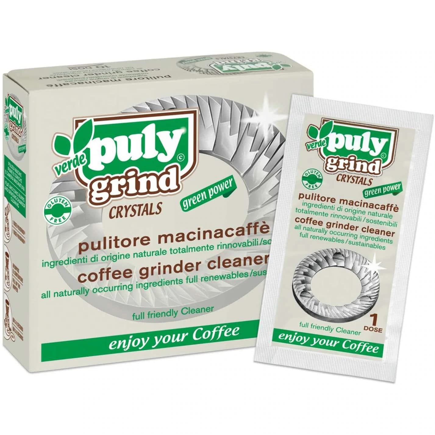Puly Caff Espresso Coffee Grinder Cleaning Tablets - 10 Count Box | Deep Clean Coffee Grinder Burrs & Remove Oils | Perfect for Home Baristas & Coffee Shops