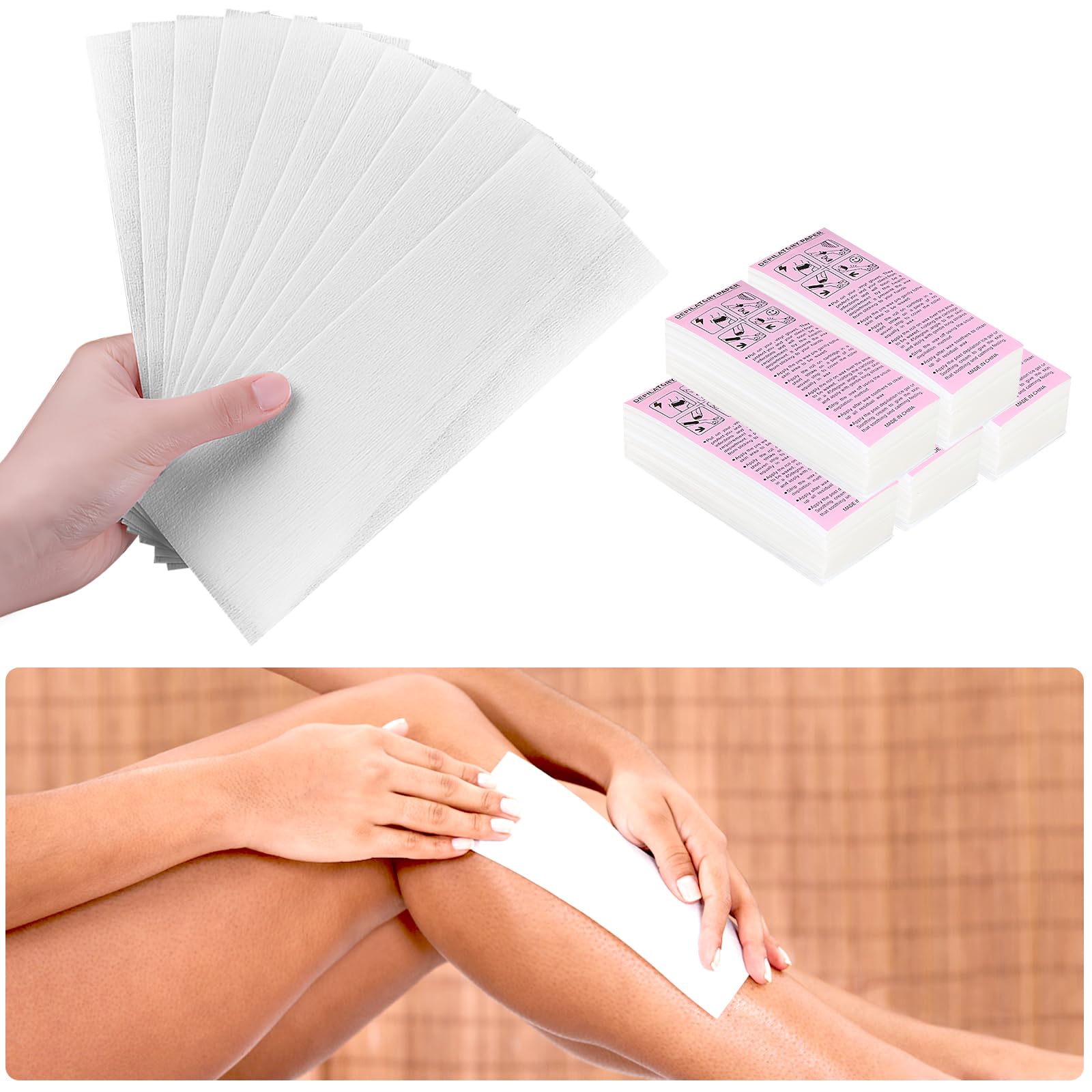 500 Pcs Wax Strips for Hair Removal - Non-Woven Viscose Paper Strips for Warm Wax & Sugar Wax - Bikini, Legs, Chest, Back, Face & Intimate Areas - Perfect for Home Waxing & Salon Use