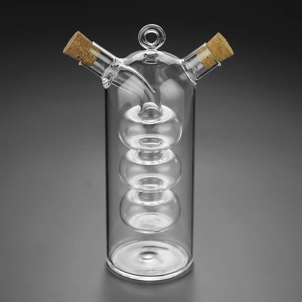 2-in-1 Double Layer Glass Bottle for Oil & Vinegar - Leakproof Kitchen Storage Containers for Condiments, Seasonings & Sauces - Perfect for Salad Dressing, Cooking & Pantry Organization (Style 2)
