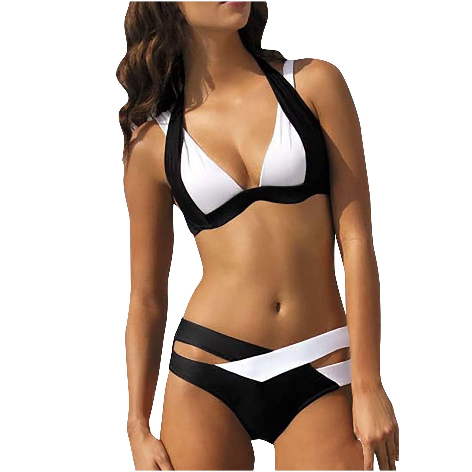 Famlhewo Women's High Neck Halter Tankini Swimsuit - Tummy Control Two Piece Bikini Set for Swimming, Beach & Vacation | Plus Size Swimwear for Women