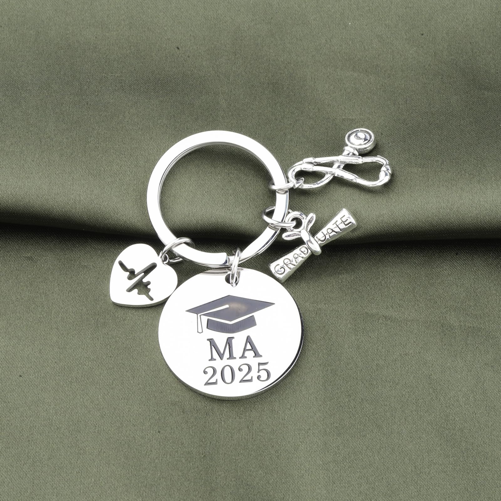 LQRI MA 2025 Keychain - Premium Medical Assistant Graduation Gift for Students & Nurses - Engraved MA Jewelry Keychain for Clinicals, White Coat Ceremony & Healthcare Professionals