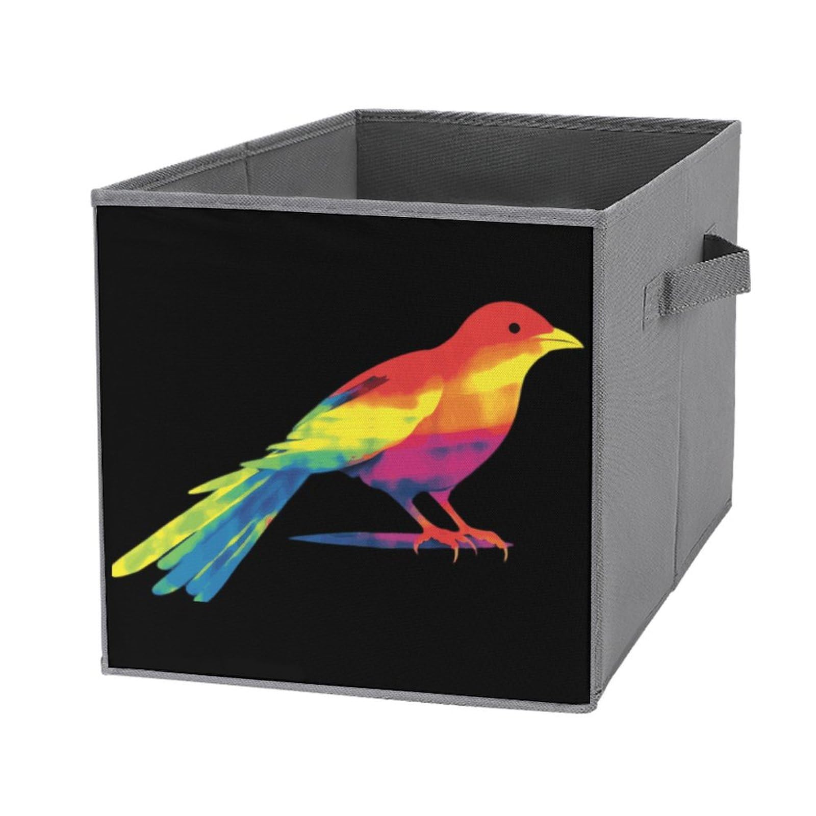 Tie Dye Magpie Rainbow Print Foldable Storage Cubes - 4 Pack Square Organizer Bins with Handles for Closet, Nursery & Home Organization | Colorful Fabric Storage Baskets for Toys, Books & Laundry