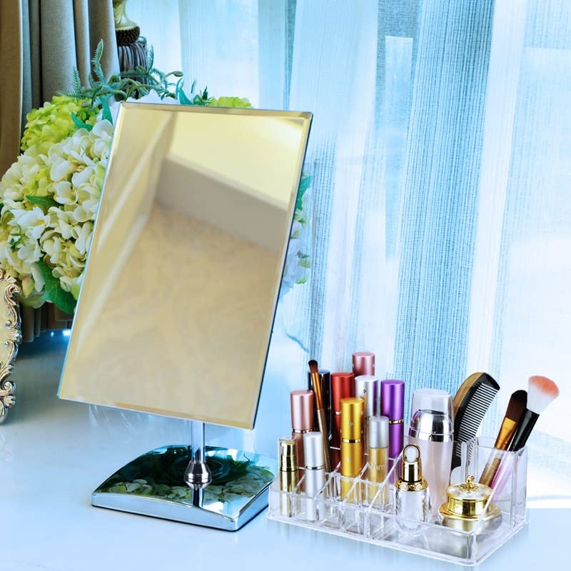 Portable Folding Vanity Mirror with Stand - 360° Adjustable Tabletop Makeup Mirror for Travel, Bathroom & Desk - Perfect for Cosmetics, Personal Beauty & Grooming (Ideal for Home, Salon & On-the-Go Use)