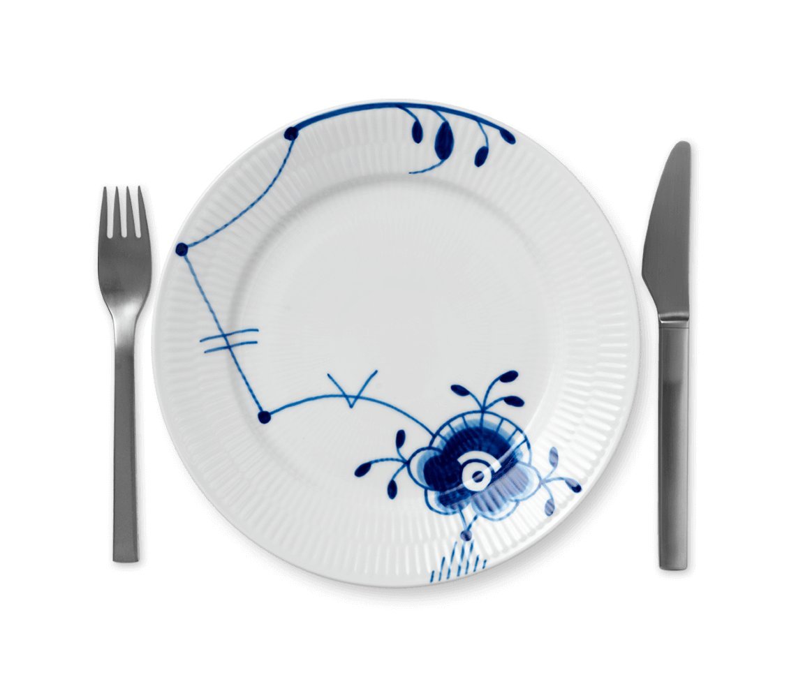 Royal Copenhagen Blue Fluted Mega Plate - 8.7 Inches (22 cm) Fine Porcelain Dinnerware - Elegant Wedding Gift & Anniversary Present - Perfect for Formal Dining & Special Occasions