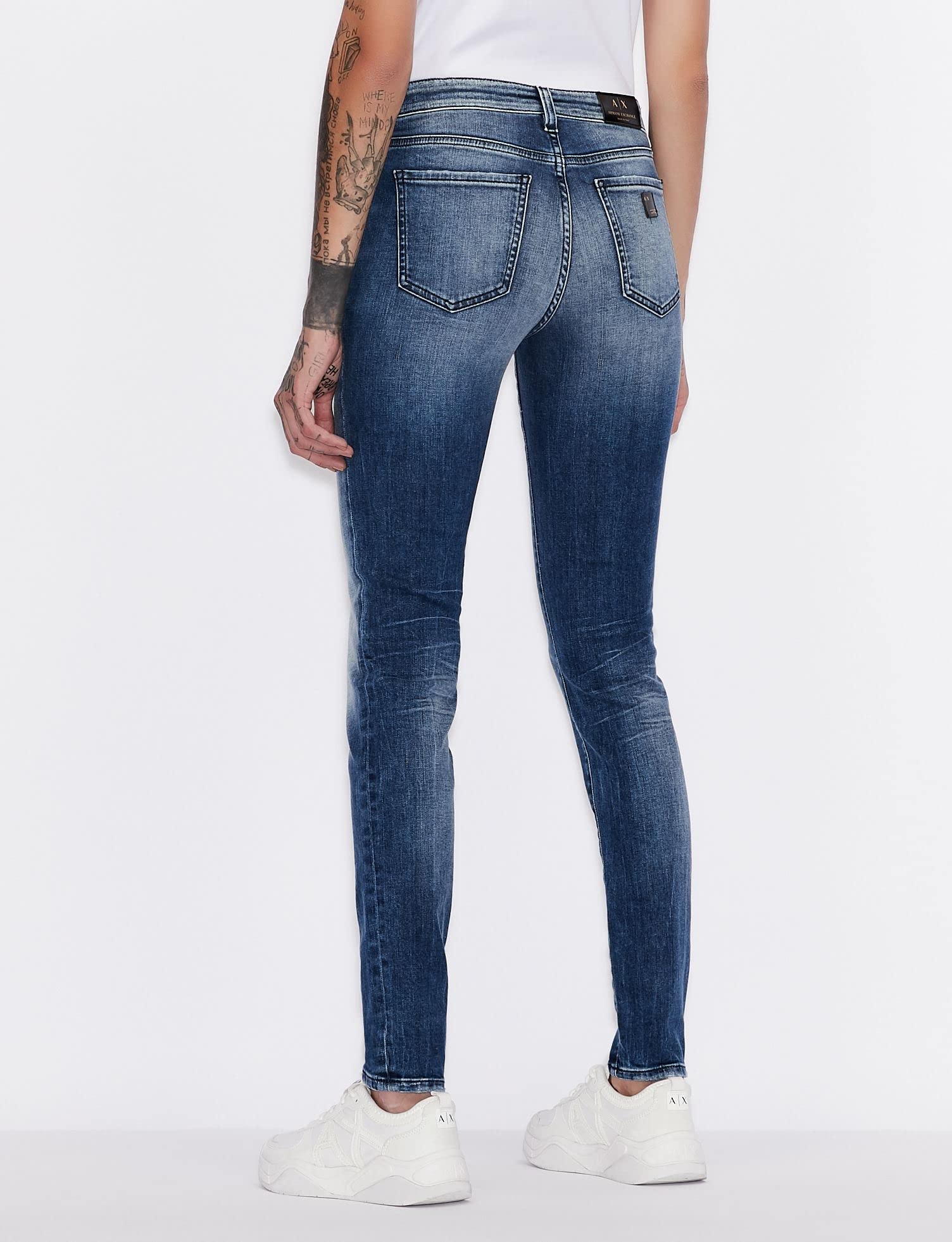 Armani Exchange Women's Classic Denim Skinny Jeans - High Waist Stretch Comfort Fit for Casual Wear & Night Out