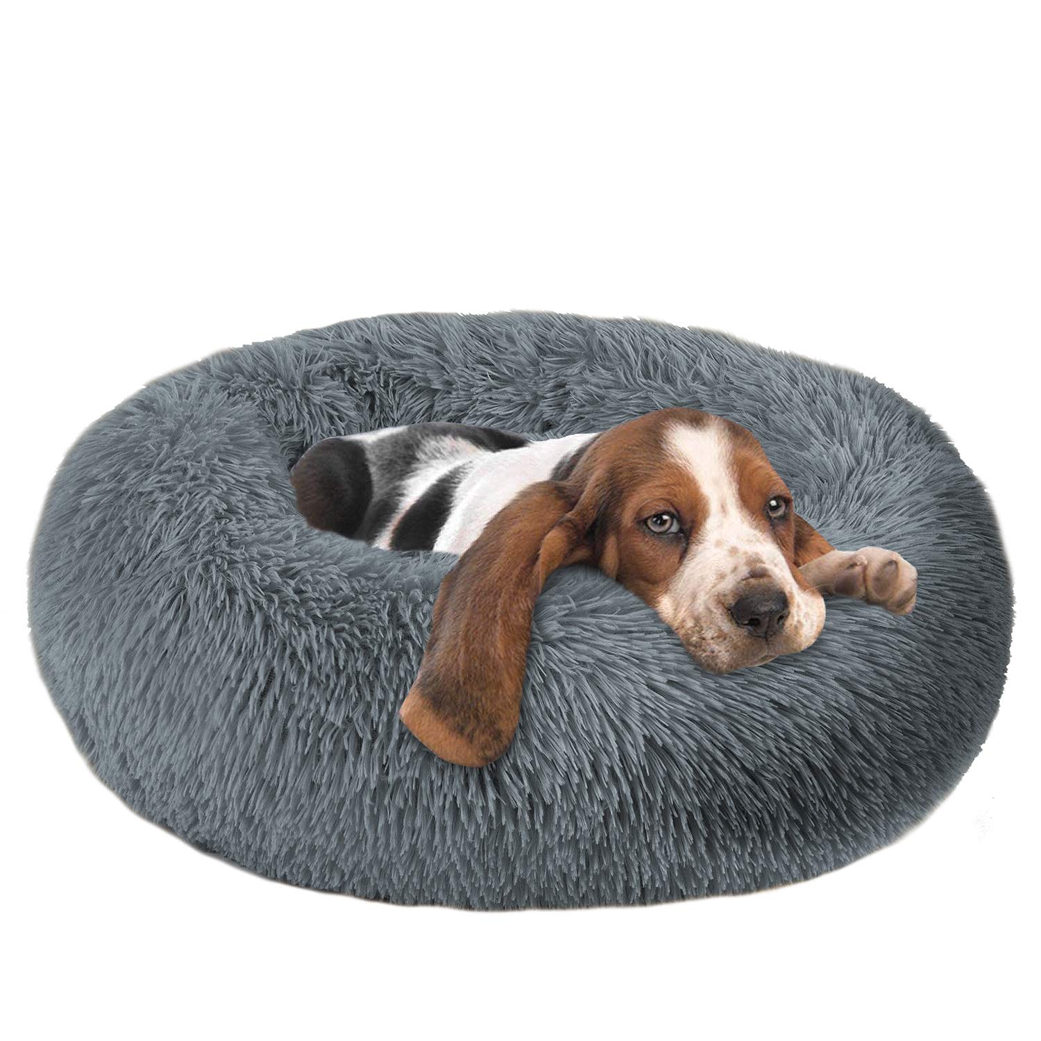Calming Donut Dog Bed - Ultra Soft Faux Fur Pet Bed for Small & Medium Dogs | Cozy Cuddler for Anxiety Relief, Perfect for Crates, Living Rooms & Bedrooms