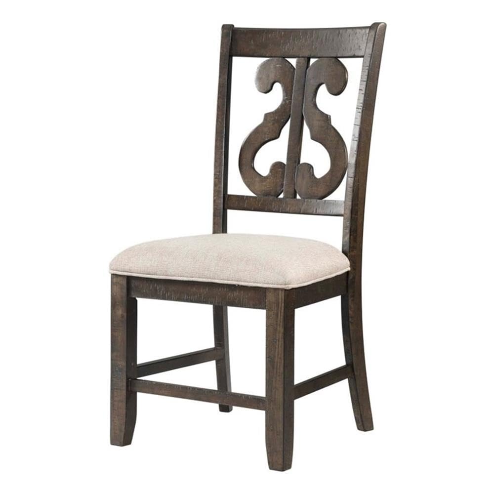 BOWERY HILL Walnut Dining Chairs Set of 2 - Taupe Upholstered Seats for Kitchen, Dining Room & Breakfast Nook - Modern Comfortable Wooden Chairs for Home Decor