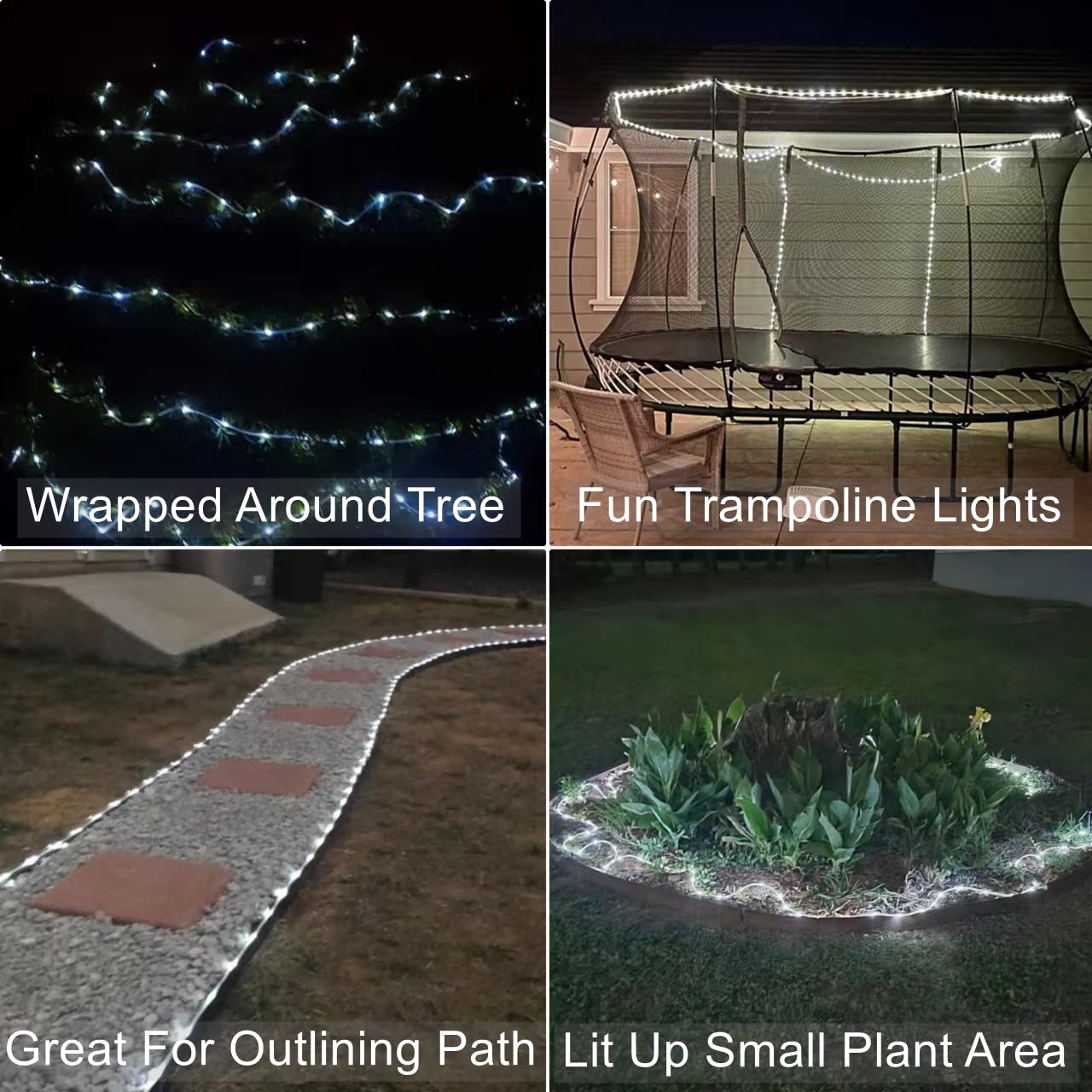 QITONG 2 Pack Solar Rope Lights - 33ft 100LED Waterproof Outdoor String Lights with 8 Modes | Solar Powered Tube Lights for Garden, Pool, Patio, Porch, Tree & Party Decorations (Cool White) | Perfect for Backyard, Wedding, Holiday & Landscape Lighting